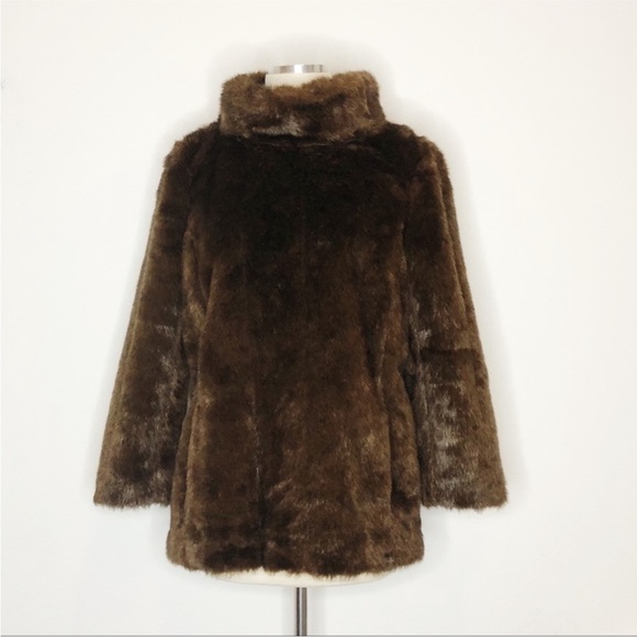 Banana Republic Brown Faux Fur Pullover Jacket with Pockets - Picture 5 of 16